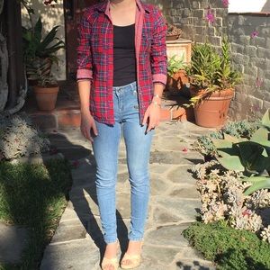 Abercrombie and Fitch Flannel, Roxy Jeans, Wedges